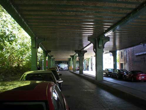 Figure 3 shows the Reading Rail as it exists today. The tracks once ran at street level, but were elevated in the 1920s. The tracks are now used by the Southeast Pennsylvania Transit Authority (SEPTA) as a commuter line that connects Manayunk to Center City Philadelphia and Norristown. A picture of Cresson Street (and other then and now photographs) can be found in the website link (last checked in June 2011): http://wbdocu.blogspot.com/2009/01/manayunk-rephotographed_27.html