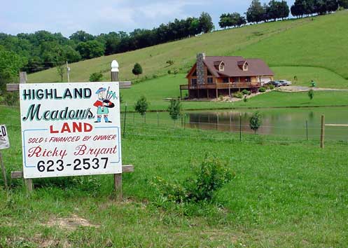 Figure 3. New housing on acreage tracks began appearing in East Tennessee in the mid-1990s. Retirees, lifestyle refugees, and seasonal residents were drawn to the region by dramatic mountain views, moderate climate, and inexpensive cost of living from East Coast states like New Jersey, New York, and Florida. Increasing demand for real estate increased land prices and encouraged the subdivision of farms, like this one in Cocke County. Photo by author, 2003.